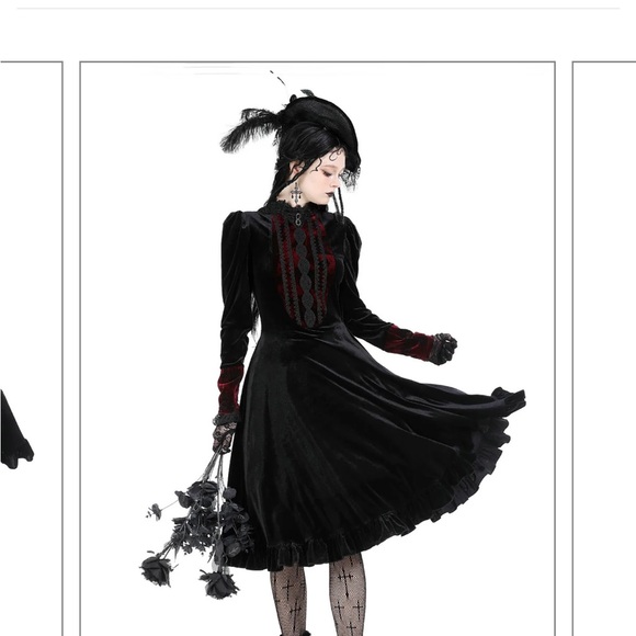 Scarlet Scars Velvet Midi Dress - Picture 2 of 5